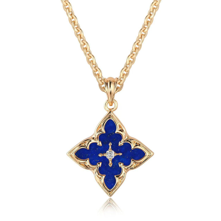 Collana con pendente in trifoglio marrone | Oro