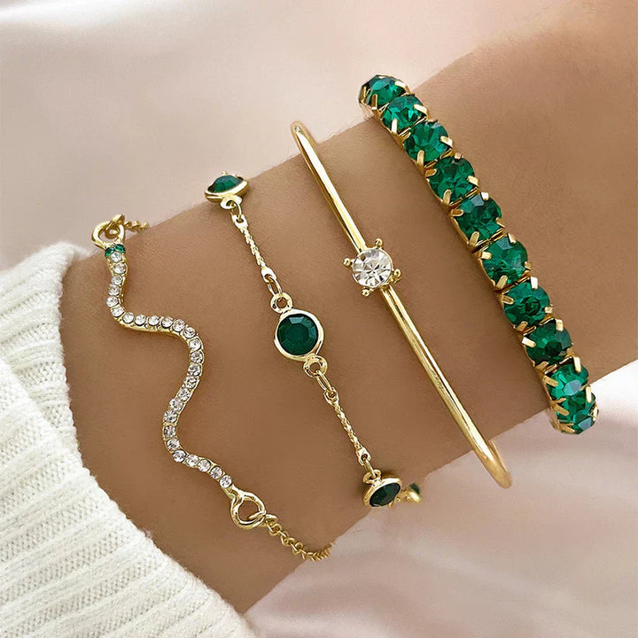 Set di Bracciali in Pietra Verde Puro