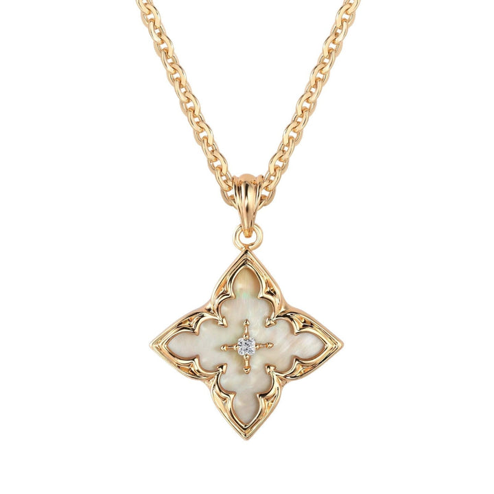 Collana con pendente a trifoglio blu | Oro
