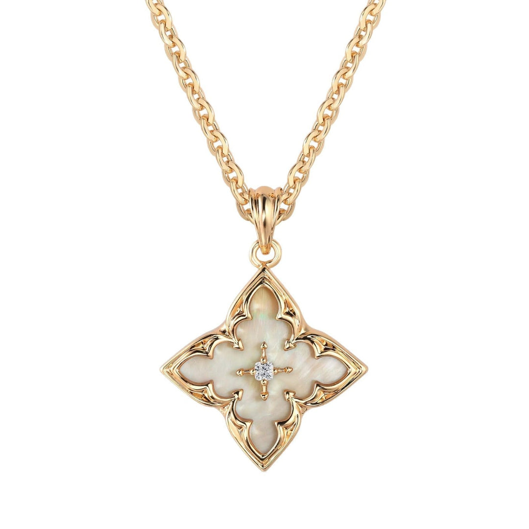Collana con pendente di Trifoglio Bianco | Oro