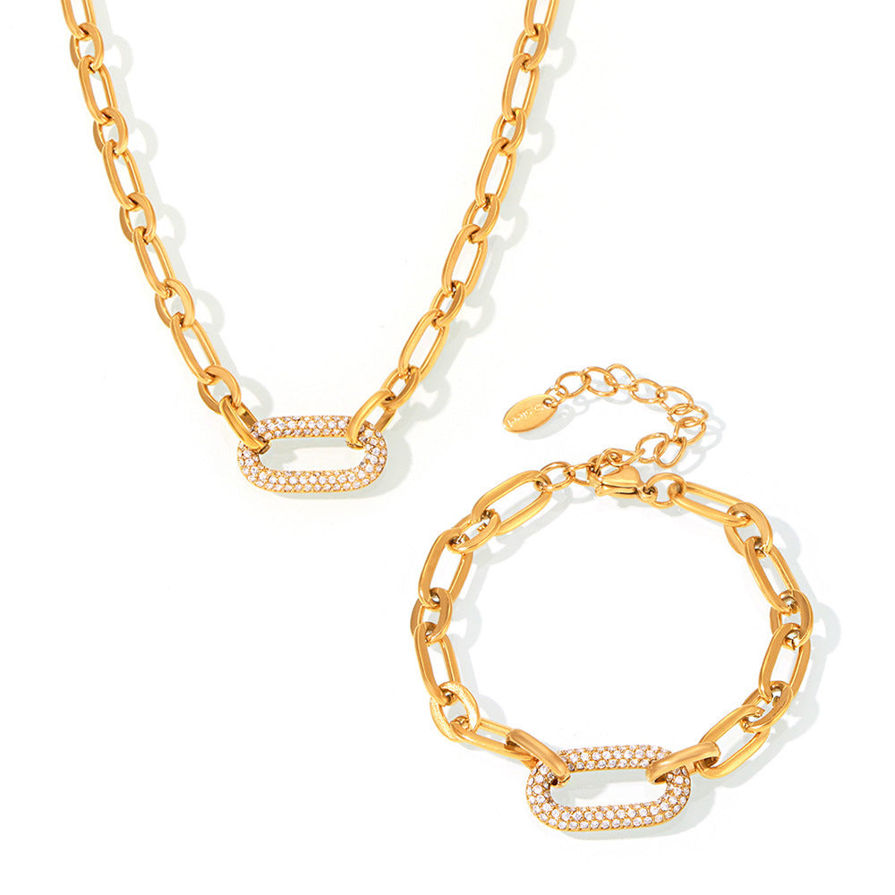 Set di Gioielli con Catena Chunky Paved | Oro