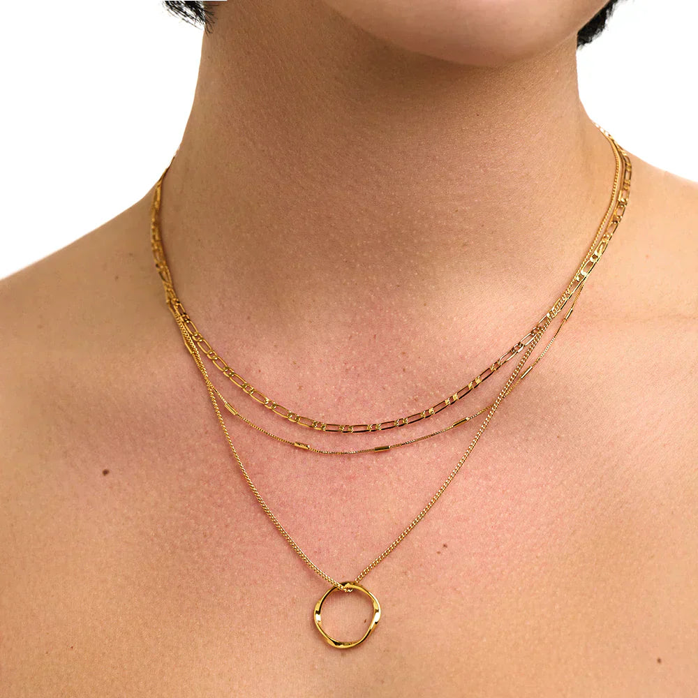 Collana a Tre File con Cerchio Aperto | Oro