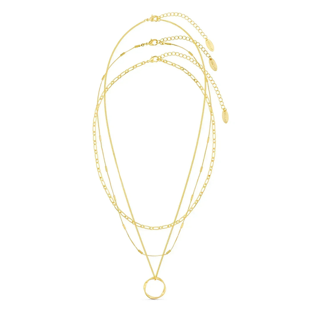 Collana a Tre File con Cerchio Aperto | Oro