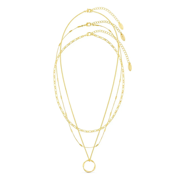 Collana a Tre File con Cerchio Aperto | Oro