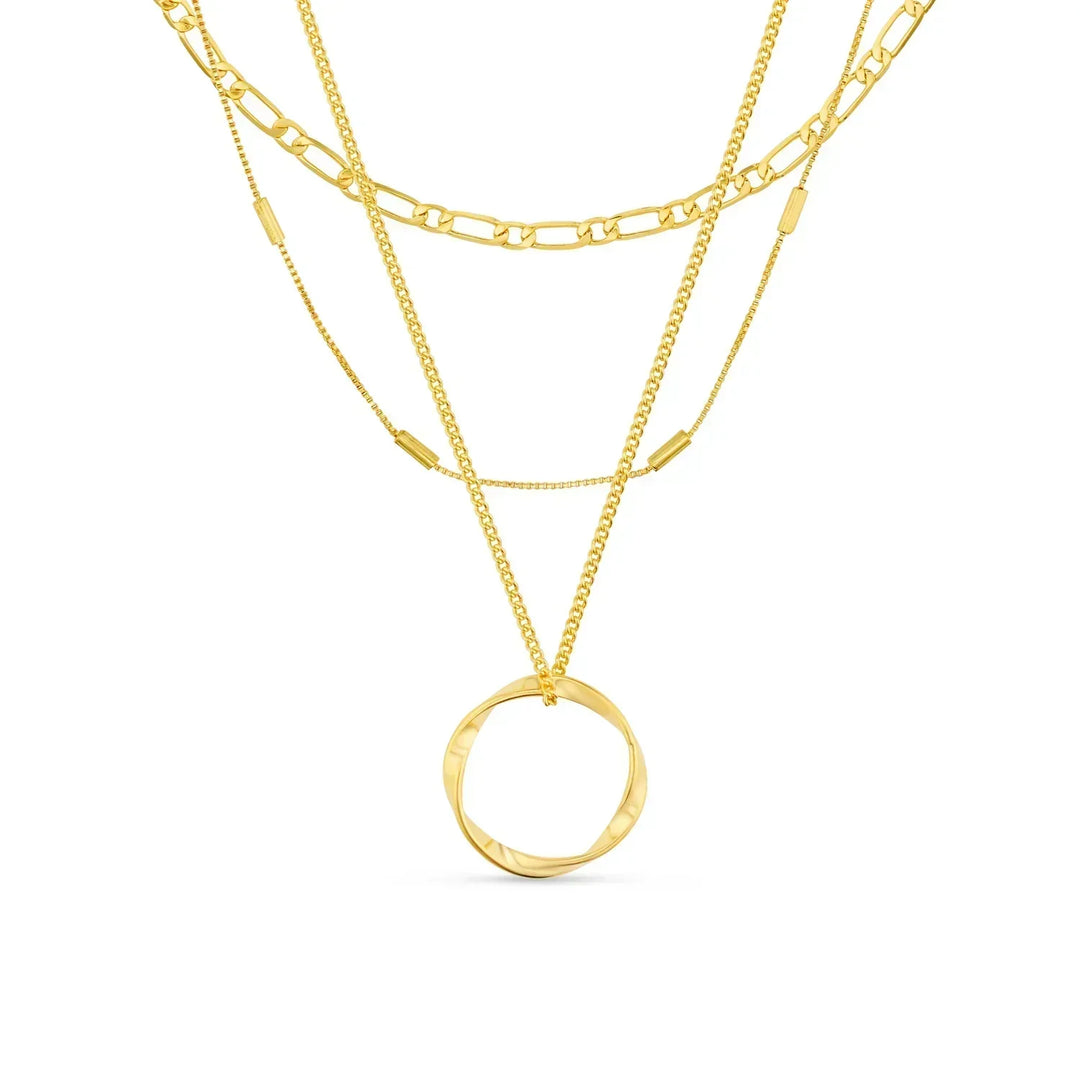 Collana a Tre File con Cerchio Aperto | Oro