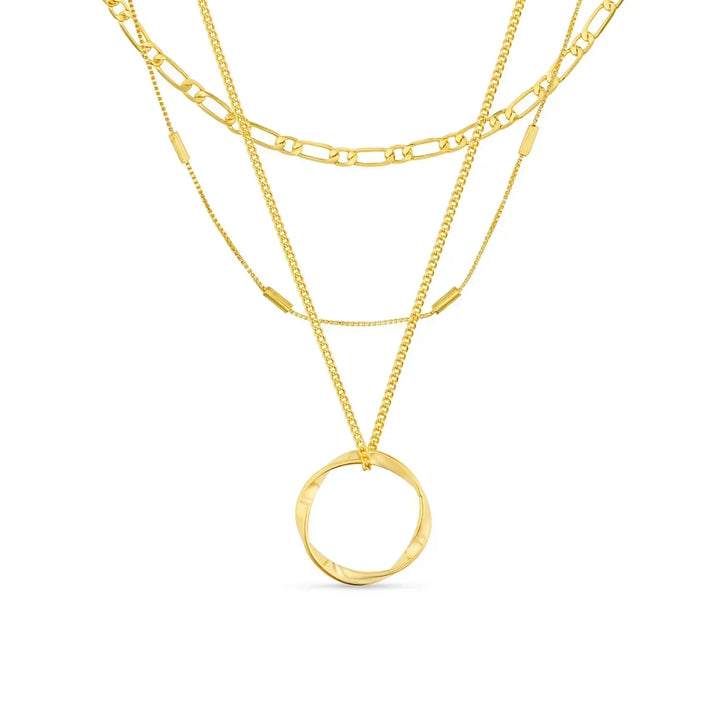 Collana a Tre File con Cerchio Aperto | Oro