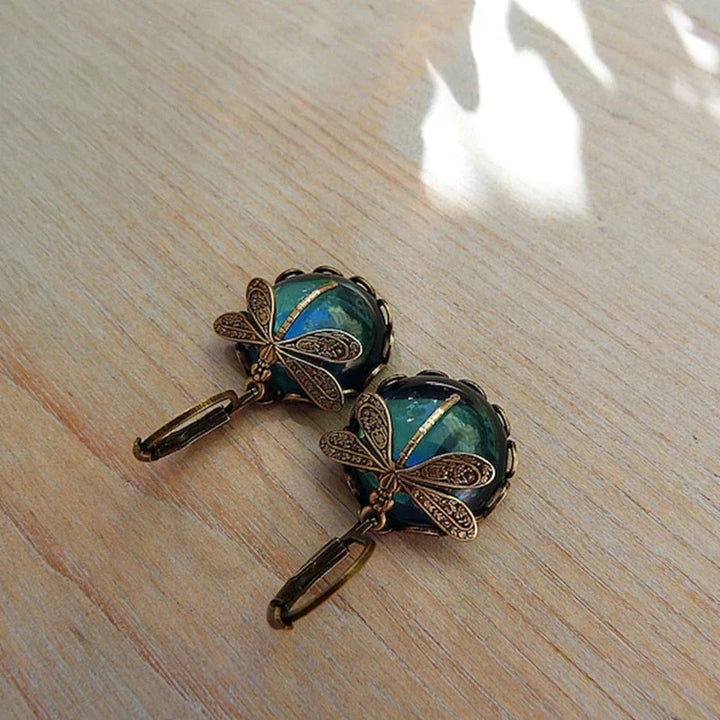Orecchini a Forma di Libellula Sferica color oro Antico