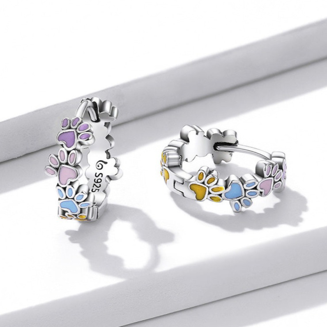 Orecchini Colorful Paws color argento