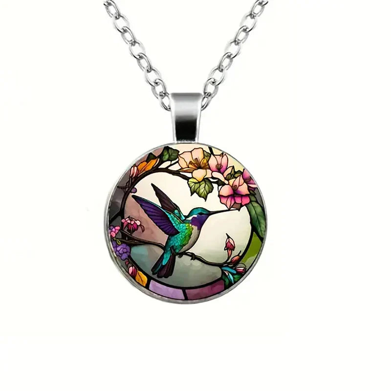 Collana con Ciondolo in Vetro a Cupola Colibrì