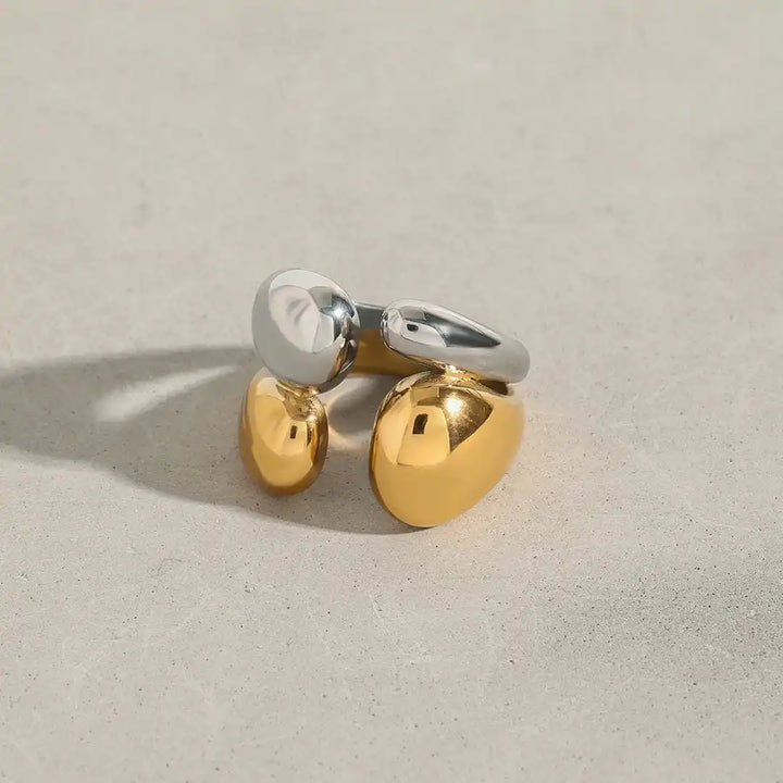 Anello impilabile color oro e color argento bicolore