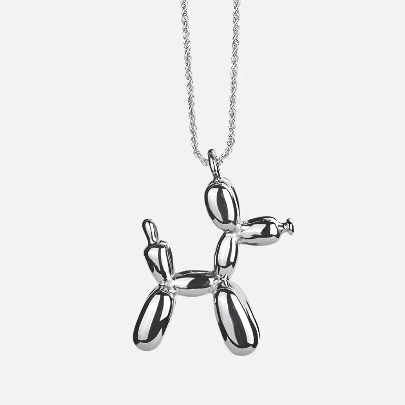 Collana con pendente a forma di cane palloncino in tonalità oro