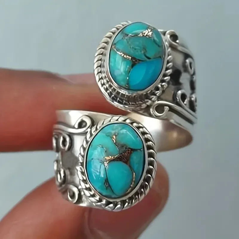 Anello a fascia elegante vintage in turchese