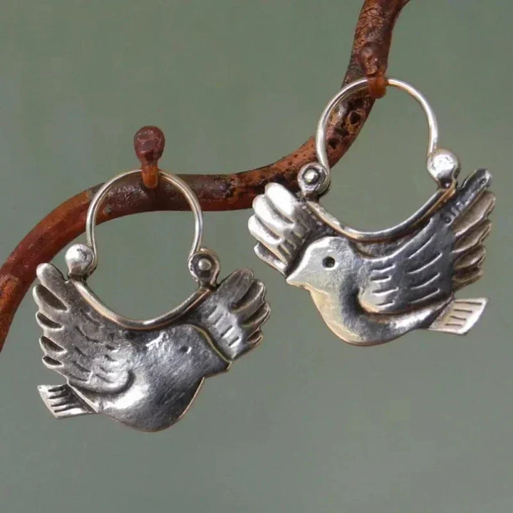 Orecchini Pendenti Ispirati agli Uccelli Boho – Tonalità Argento