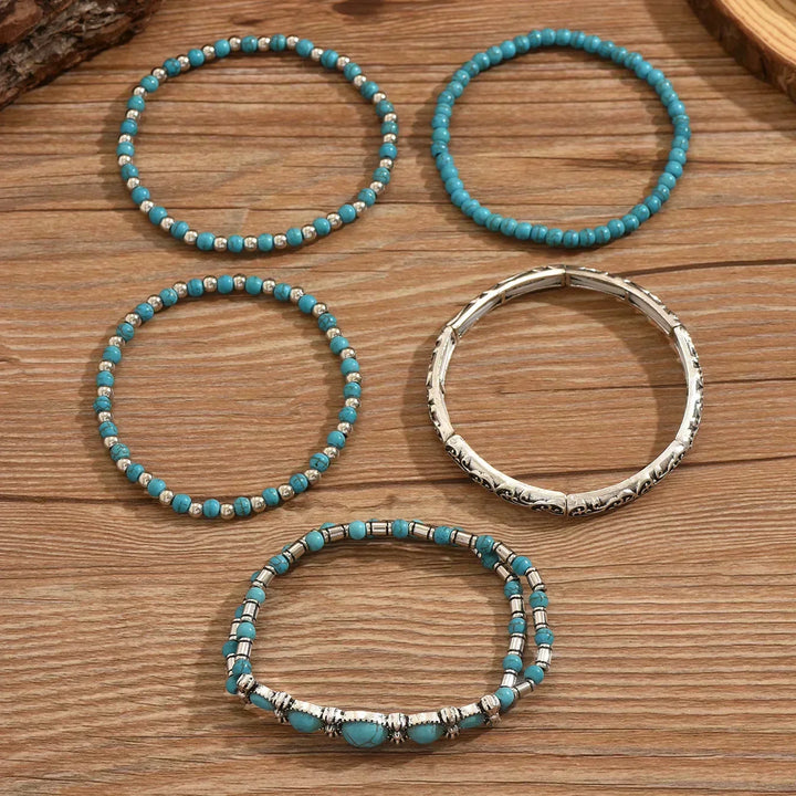 Set di Bracciali Boho con Perline Turchesi