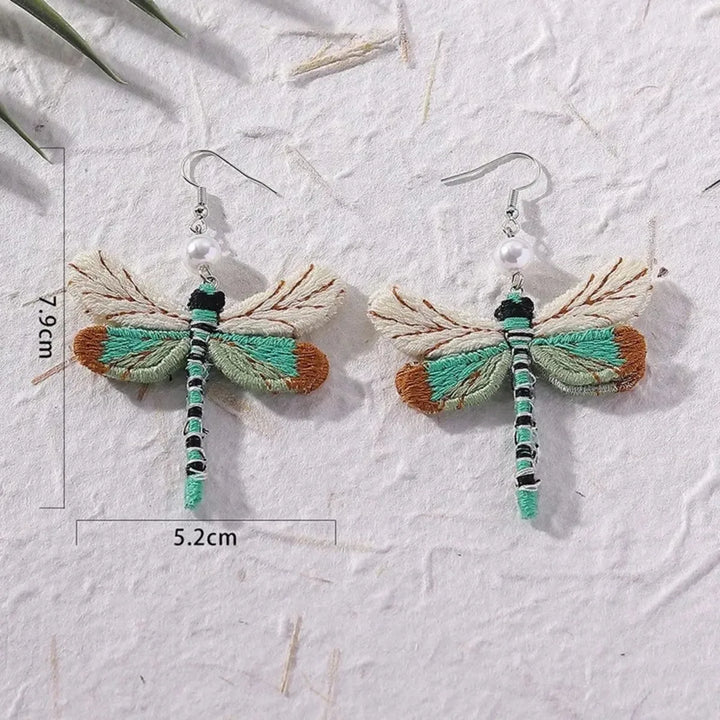 Orecchini a Libellula Ricamati in Stile Bohemien