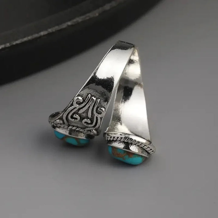 Anello Elegante Vintage con Croce Turchese