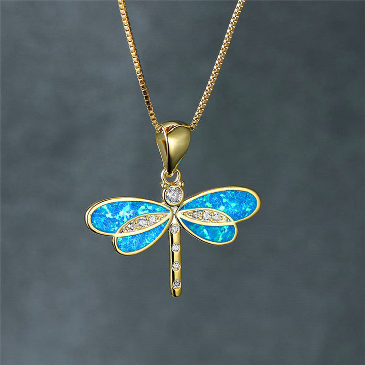 Collana a Libellula color oro con Opale