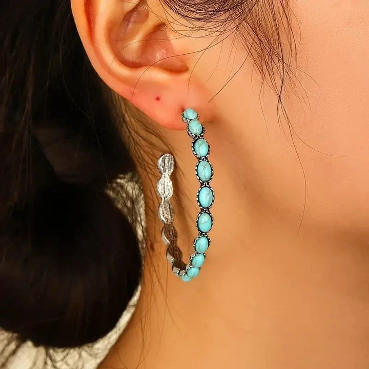 Orecchini a Cerchio Ovali in Argento Vintage