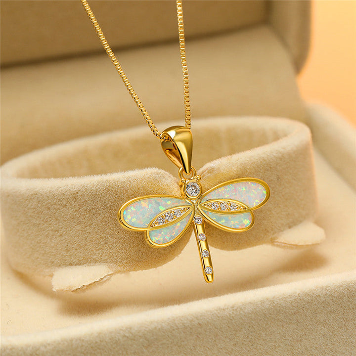 Collana a Libellula color oro con Opale