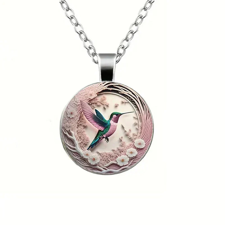 Collana con Ciondolo in Vetro a Cupola Colibrì