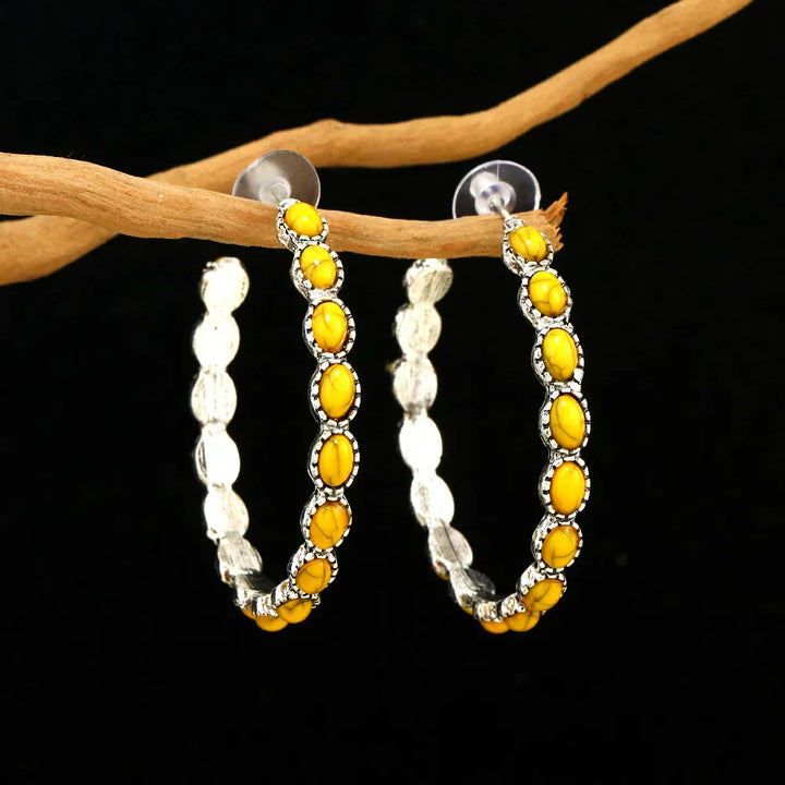 Orecchini a Cerchio Ovali in Argento Vintage