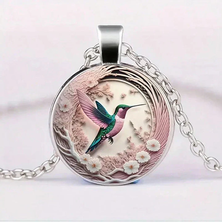 Collana con Ciondolo in Vetro a Cupola Colibrì