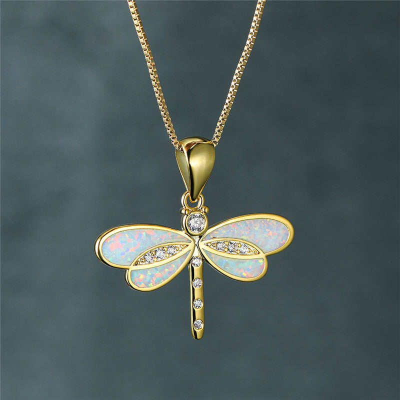 Collana a Libellula color oro con Opale