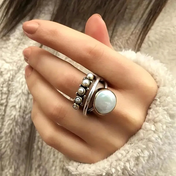 Set di Anelli di Perle a Strati