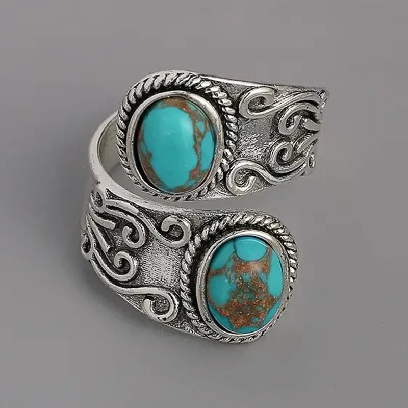 Anello a fascia elegante vintage in turchese