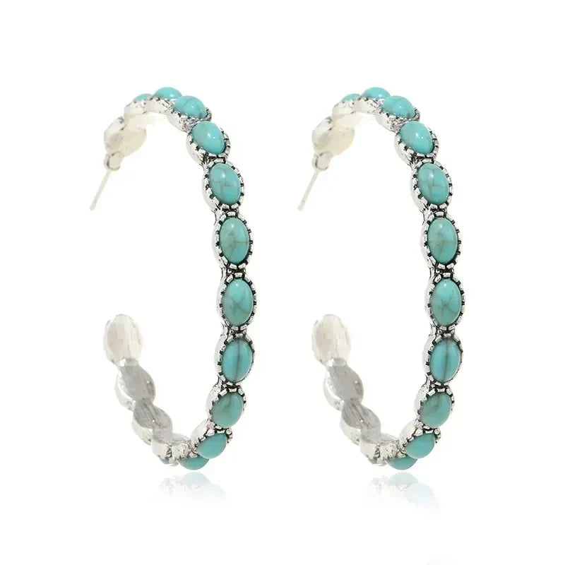 Orecchini Circolari Turchesi Vintage Bohemien