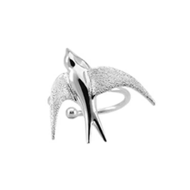 Bellissimi Orecchini Clip-On a Forma di Rondine color argento