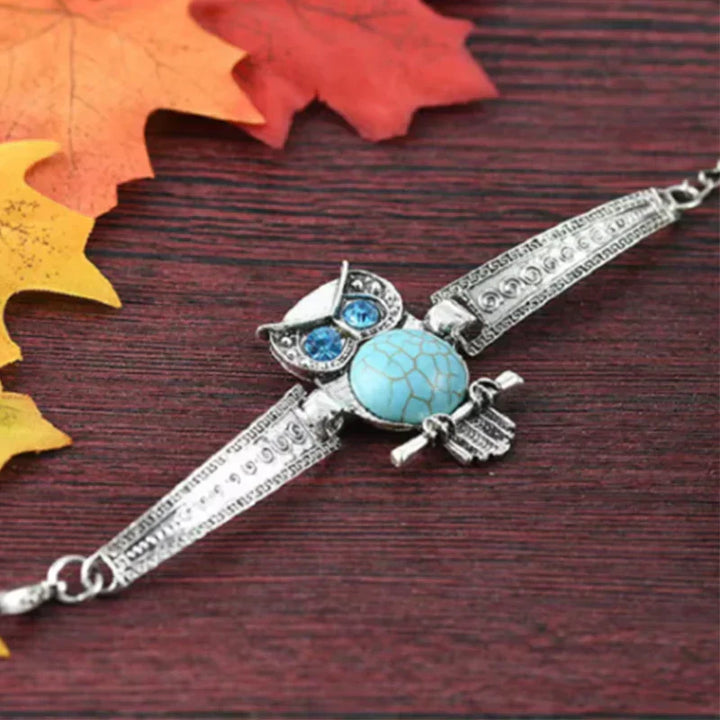Bracciale Vintage con Charm Gufo Turchese