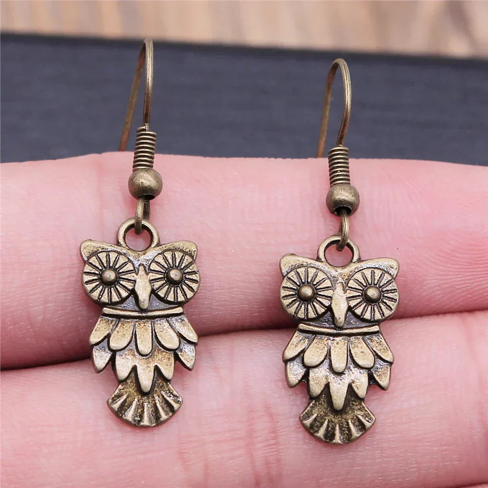 Orecchini Pendenti Gufo Vintage Bohemien