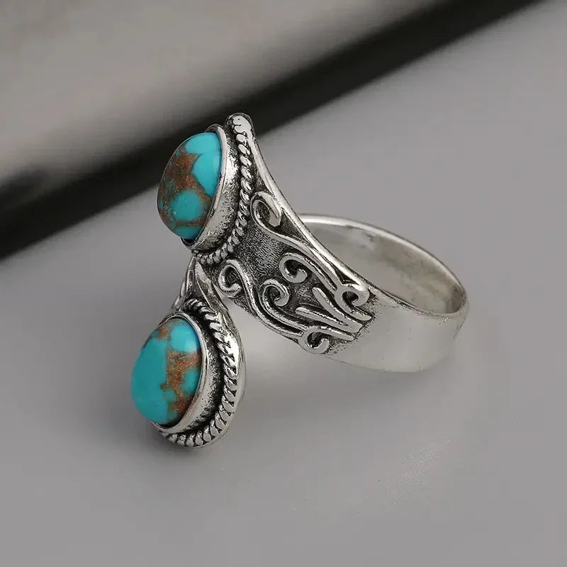 Anello a fascia elegante vintage in turchese