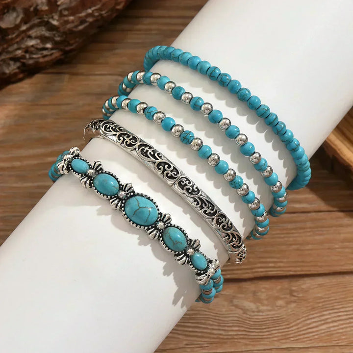 Set di Bracciali in Pietre Turchesi Bohemien