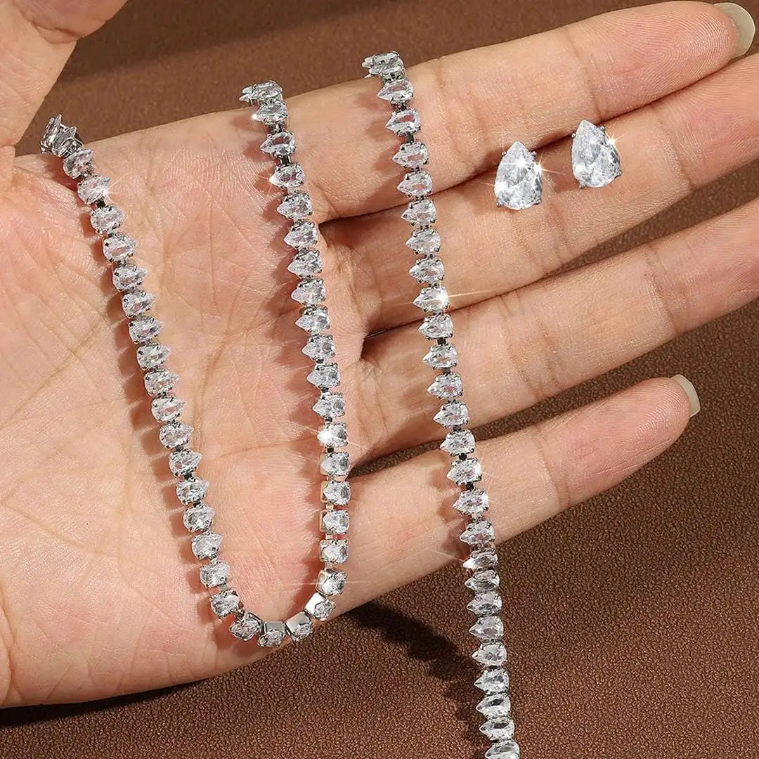 Splendido Set Completo da Sposa in Zirconia Cubica Trasparente