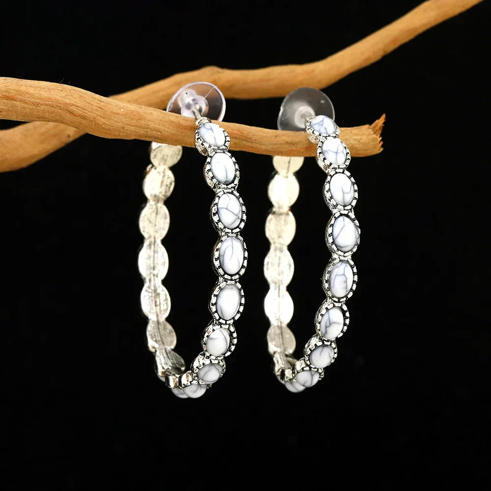 Orecchini a Cerchio Ovali in Argento Vintage