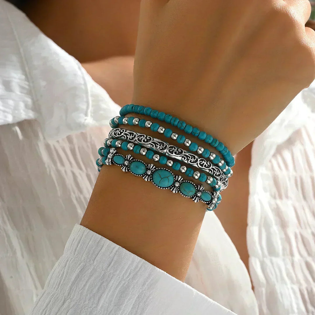 Set di Bracciali in Pietre Turchesi Bohemien