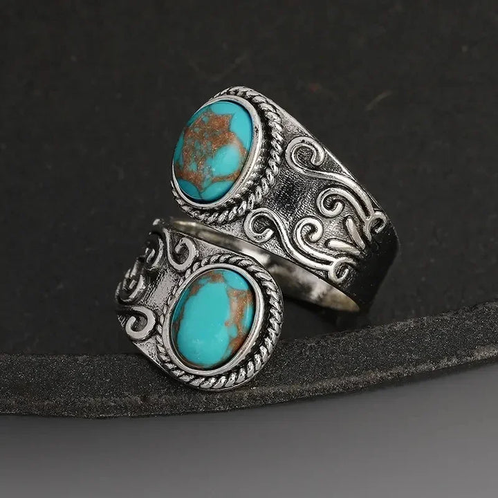 Anello a fascia elegante vintage in turchese