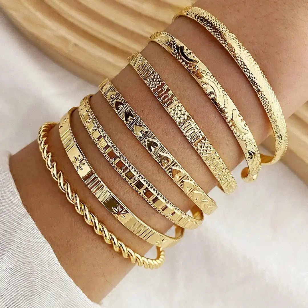 Set di Bracciali a Bangle Aperto color oro