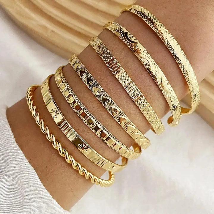 Set di Bracciali a Bangle Aperto color oro