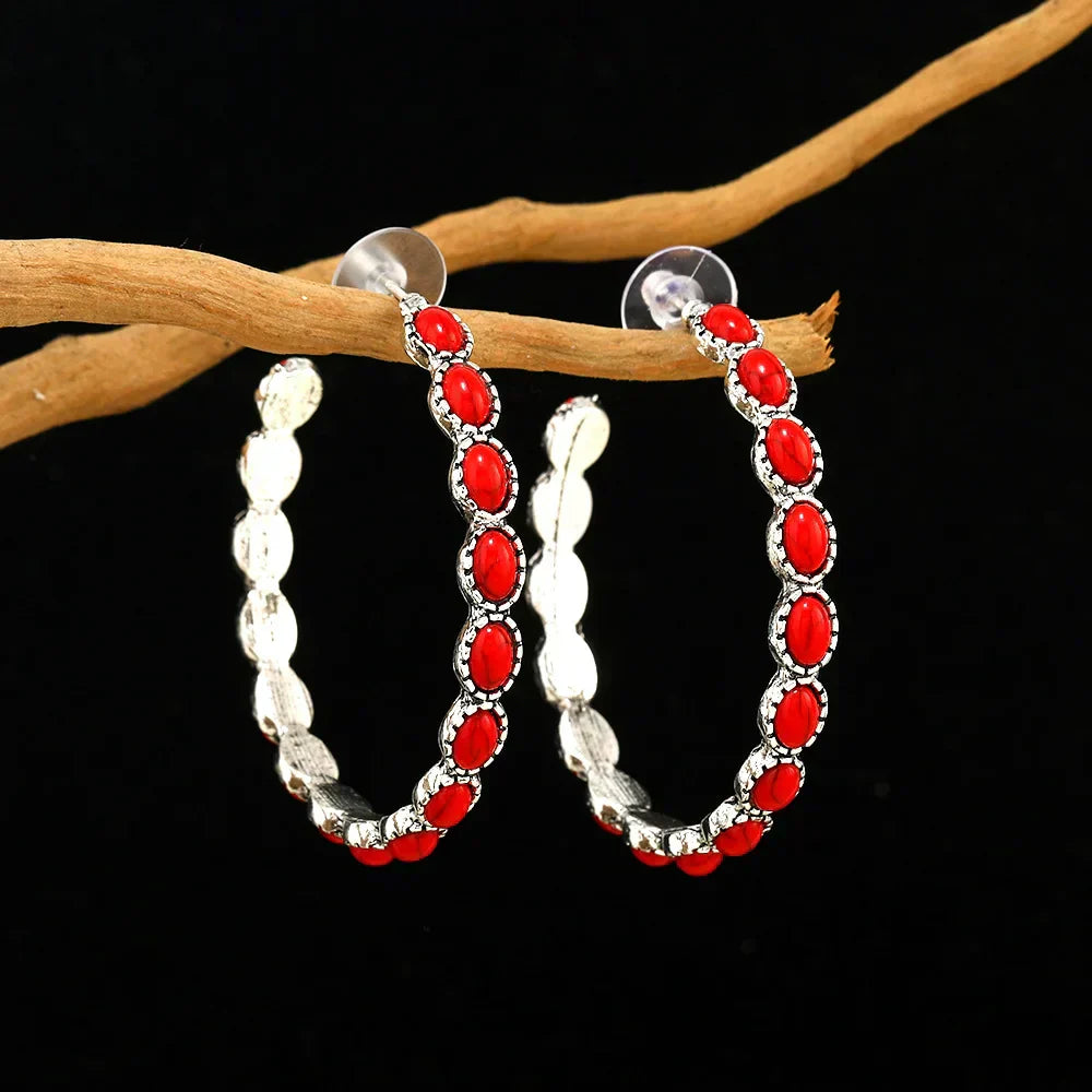 Orecchini a Cerchio Ovali in Argento Vintage
