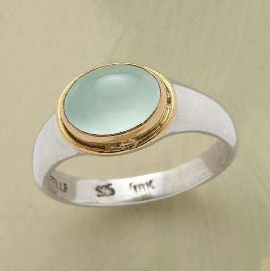 Anello color argento con Zirconia Verde