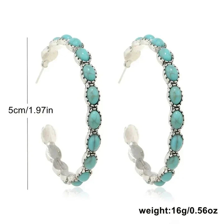 Orecchini Circolari Turchesi Vintage Bohemien