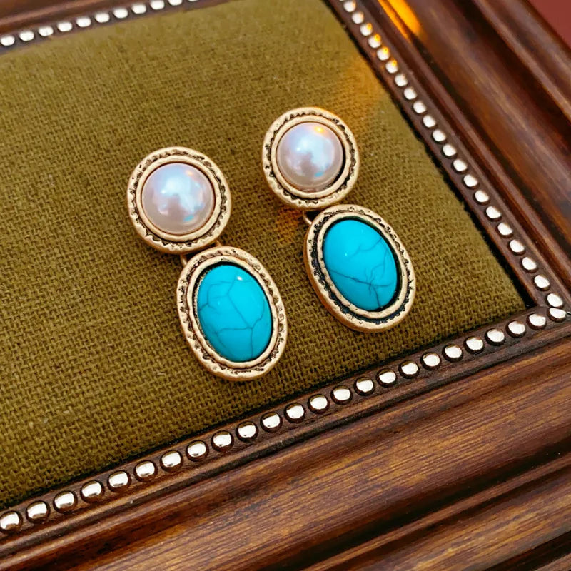 Set Dichiarativo in Oro Antico con Turchese e Perla