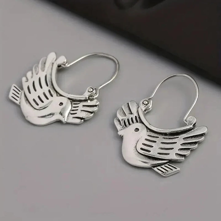 Orecchini Pendenti Ispirati agli Uccelli Boho – Tonalità Argento