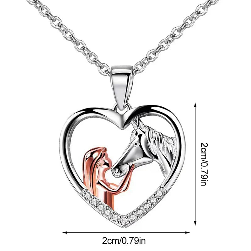 Collana Bella Cuore Zircone Ragazza e Cavallo