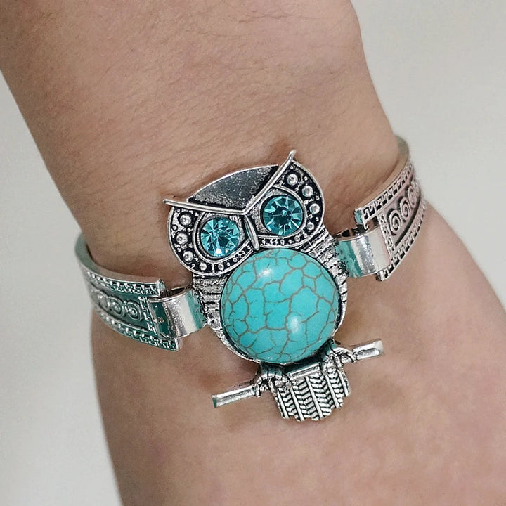 Bracciale Vintage con Charm Gufo Turchese