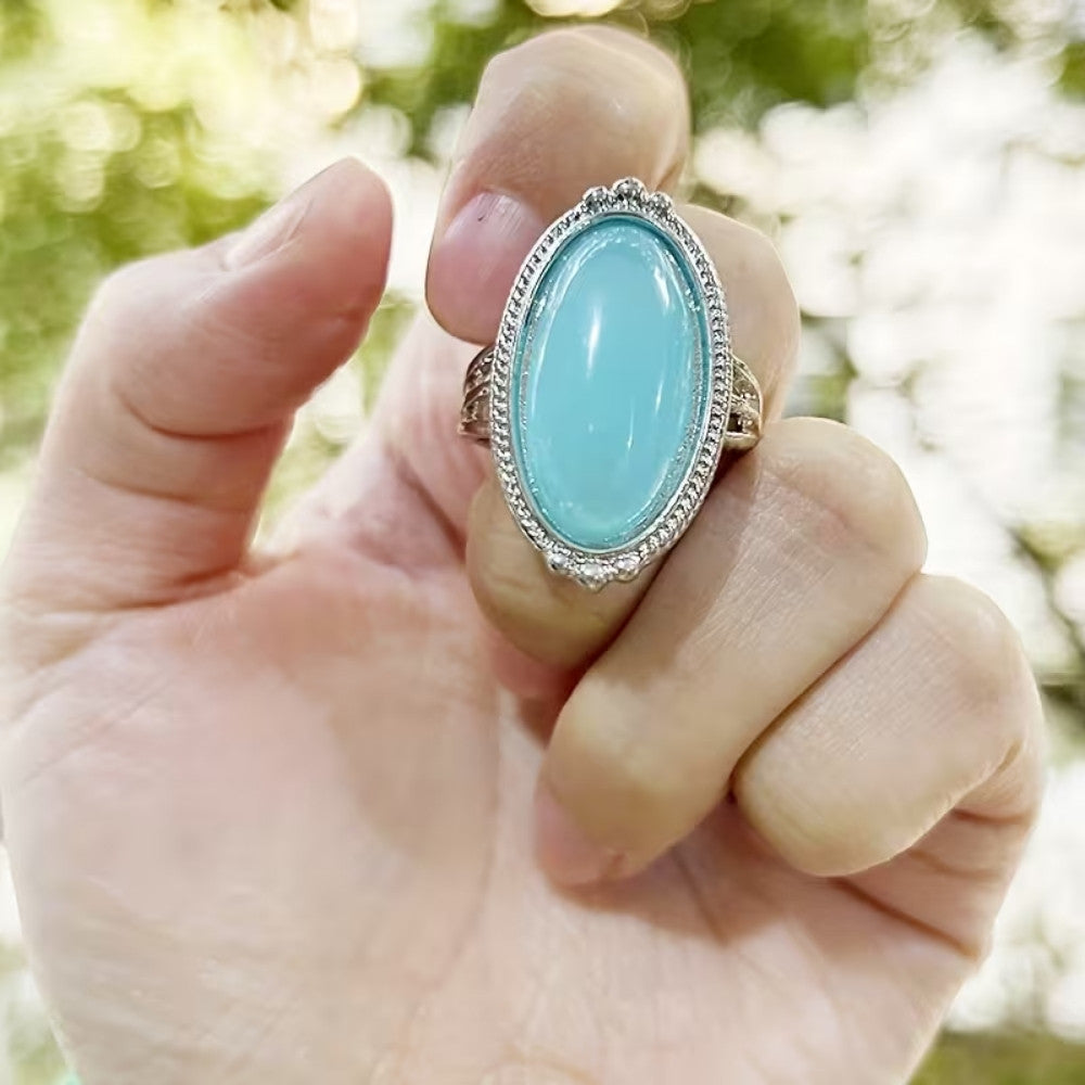 Anello Dichiarativo color argento Vintage con Turchese