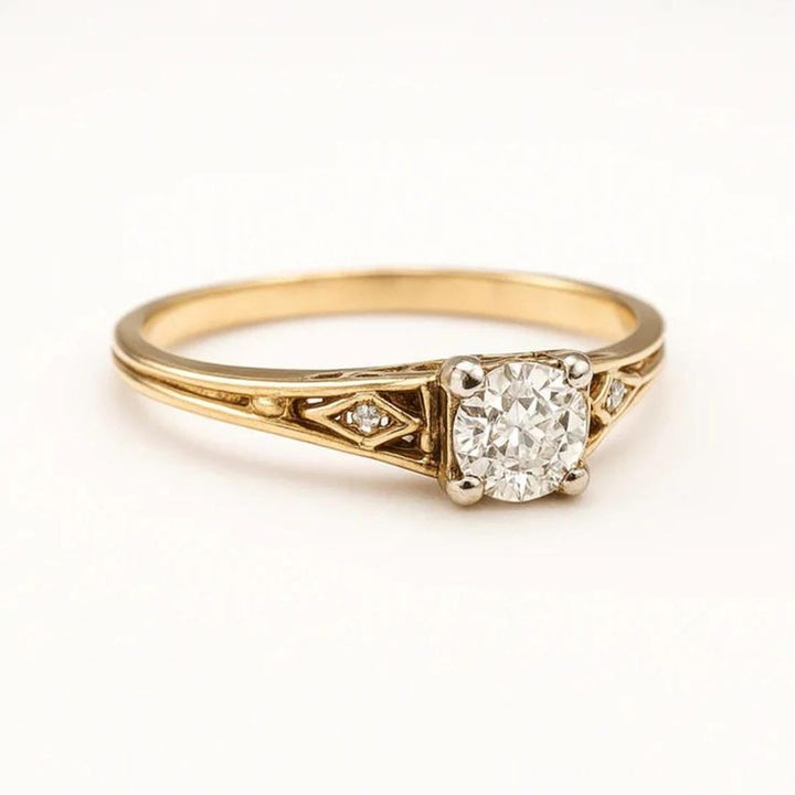 Anello in Oro Fine con Zirconia Vintage